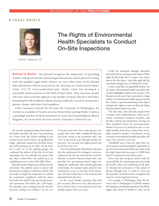 The Rights of Environmental Health Specialists to Conduct On-Site Inspections