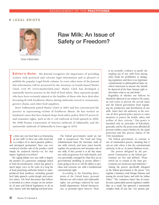Raw Milk: An Issue of Safety or Freedom?